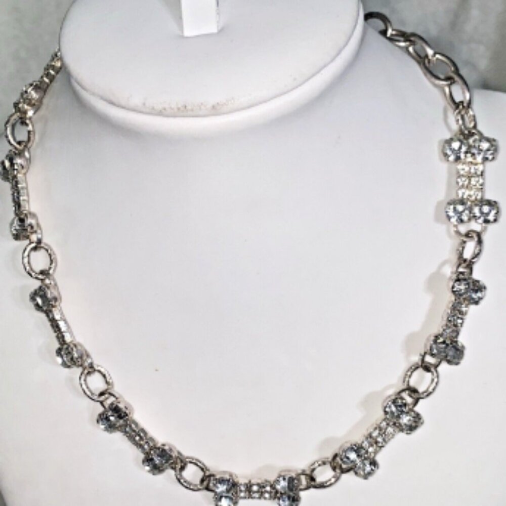 💎🦴🐶Dog Bone Crystal Rhinestone Necklace puppy 15.5 inches #Unisex💎🦴
